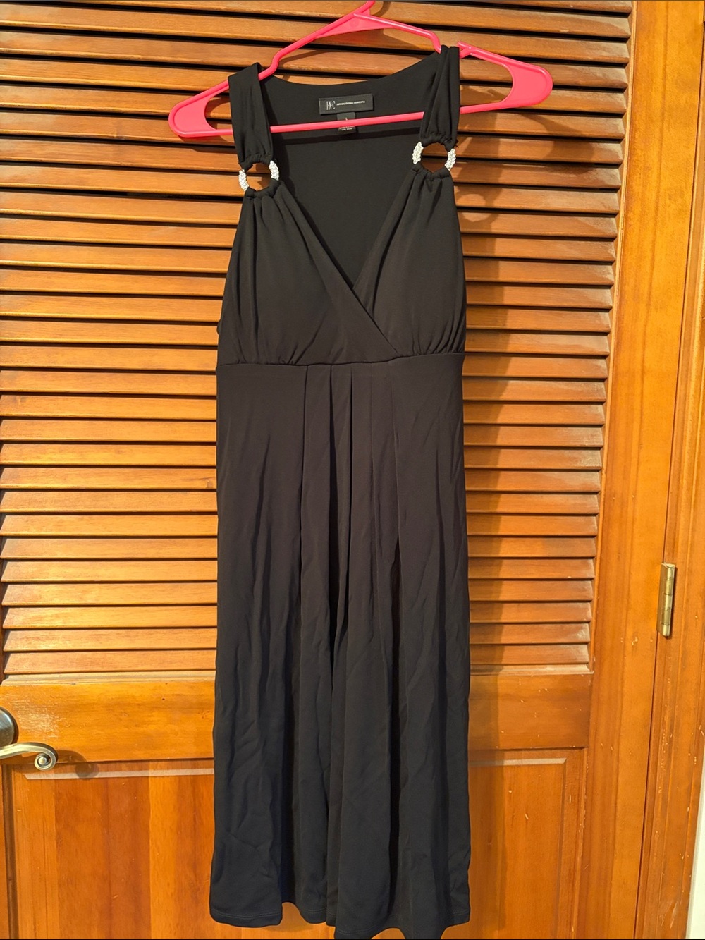INC International Concepts Black Sleeveless Maxi Dress with Ring Accents